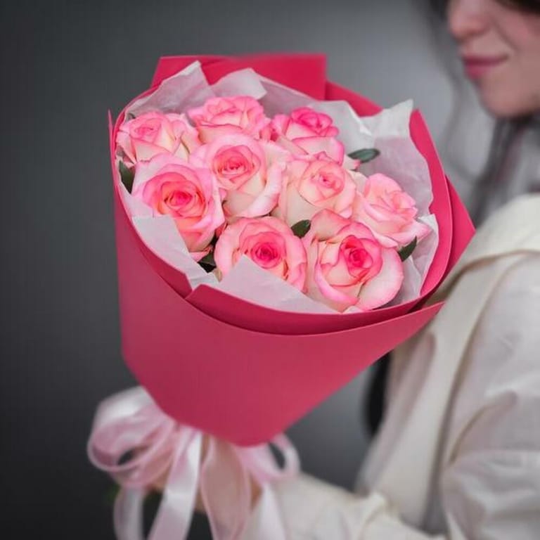 9 Jumilia Pink Roses Elegant Bouquet-A1030 - Image 5