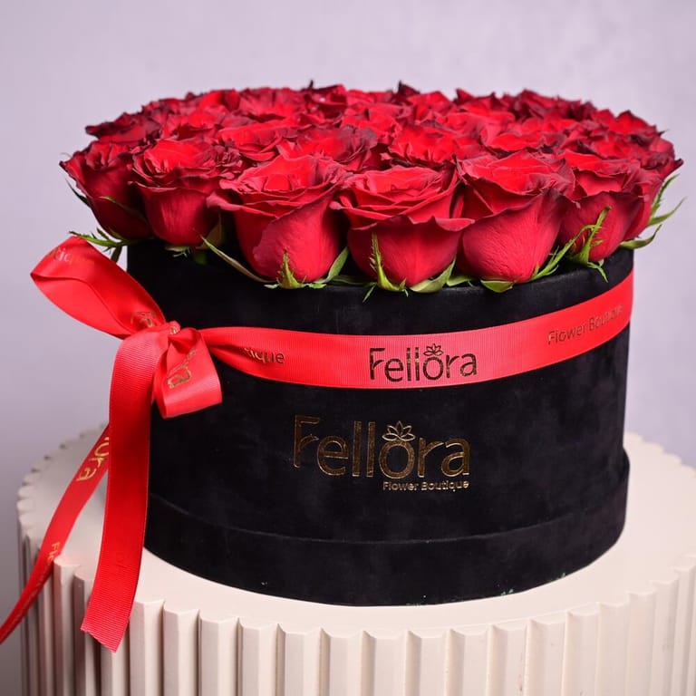 35 Luxury Red Roses In Black Flower Box-A1082 - Image 2