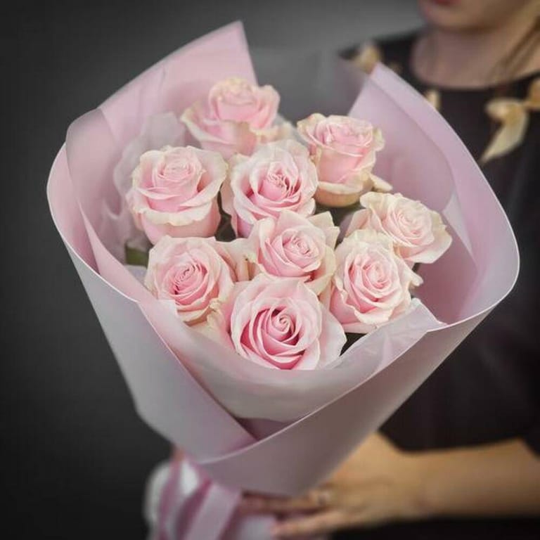9 Premium Pink Mondial Roses Bouquet-A1028 - Image 6