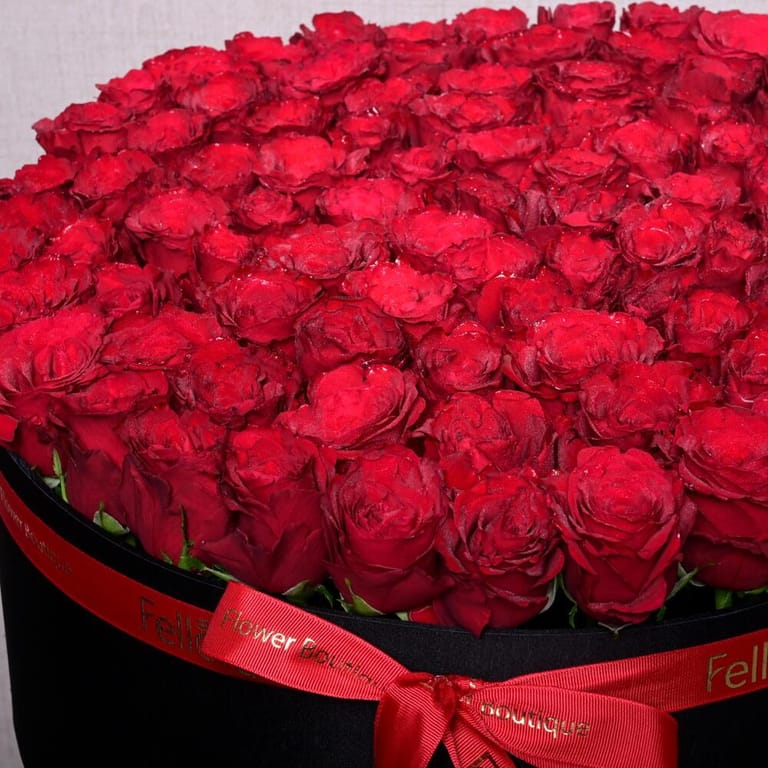 91 Luxury Red Roses In Grand Black Box-A1073 - Image 4