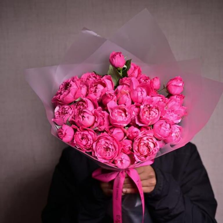 11 Julietta Cerise Peony Roses Bouquet-A1084 - Image 2