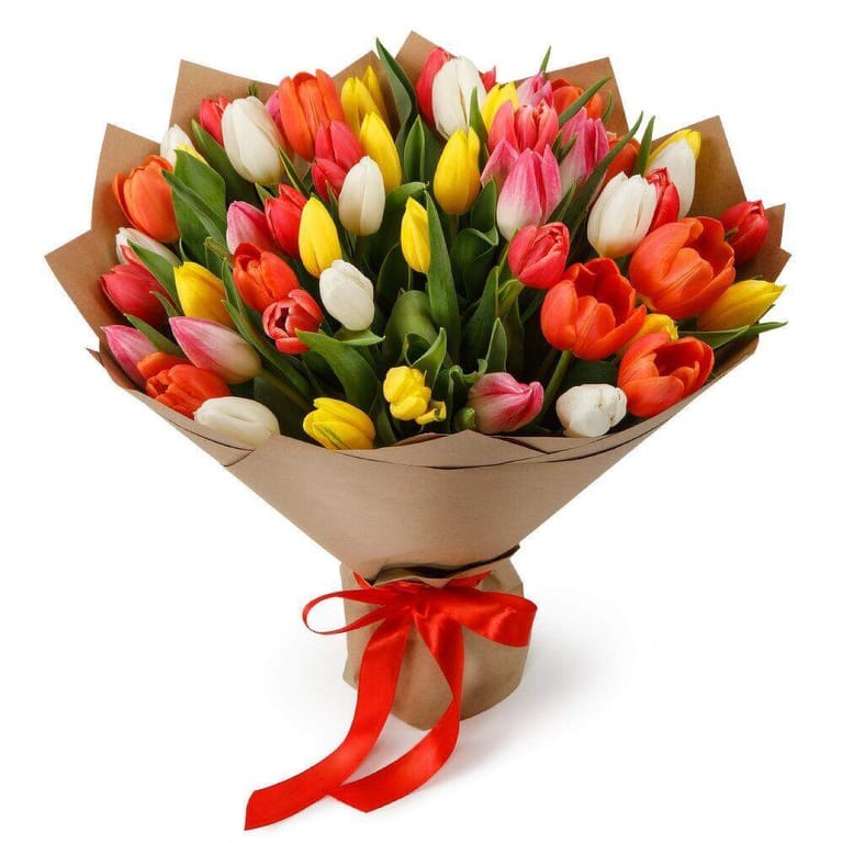 51 Mixed Color Tulips Grand Luxury Bouquet-A1113 - Image 1