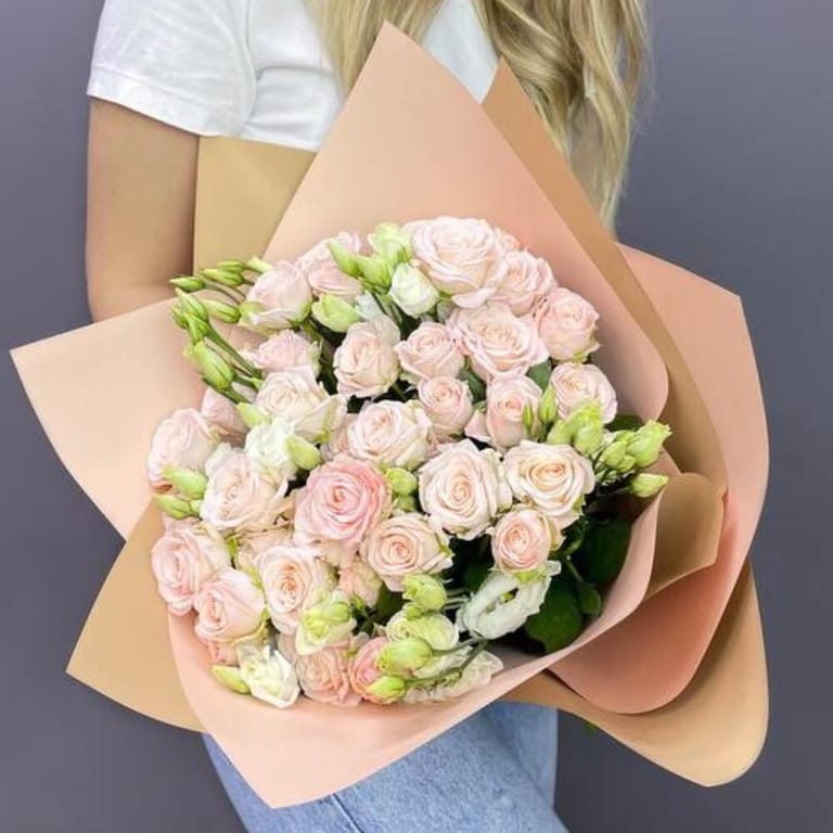 Bombastic Pink Spray Roses And White Lisianthus Luxury Bouq-A1118 - Image 1