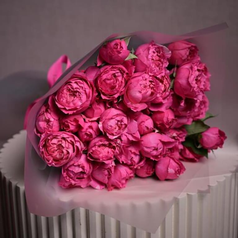 11 Julietta Cerise Peony Roses Bouquet-A1084 - Image 3