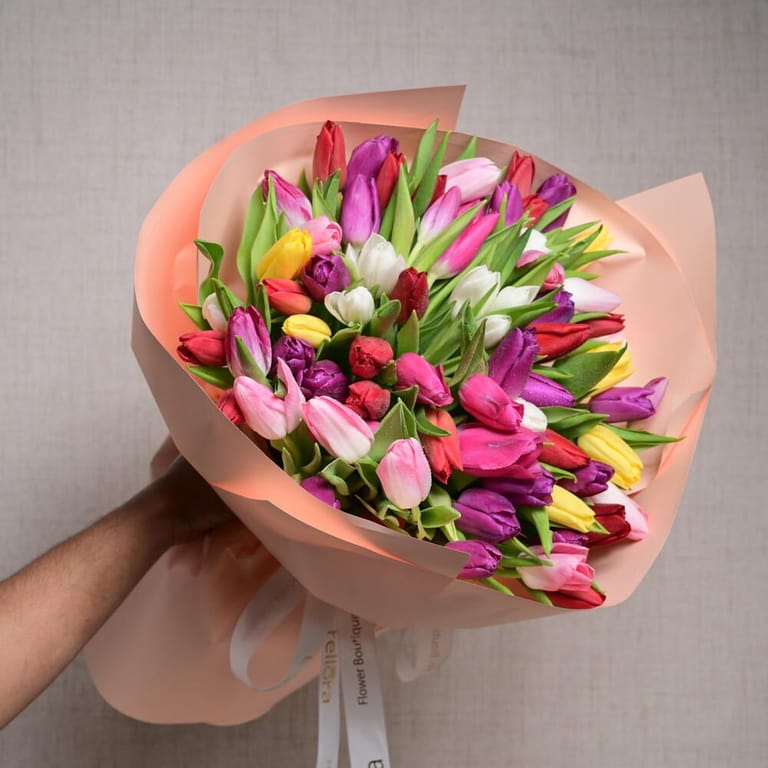 51 Mixed Color Tulips Bouquet-A1121 - Image 1