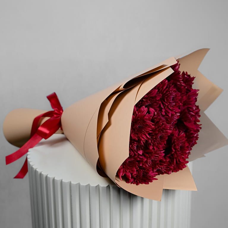 Burgundy Chrysanthemum Elegant Bouquet-A1080 - Image 4