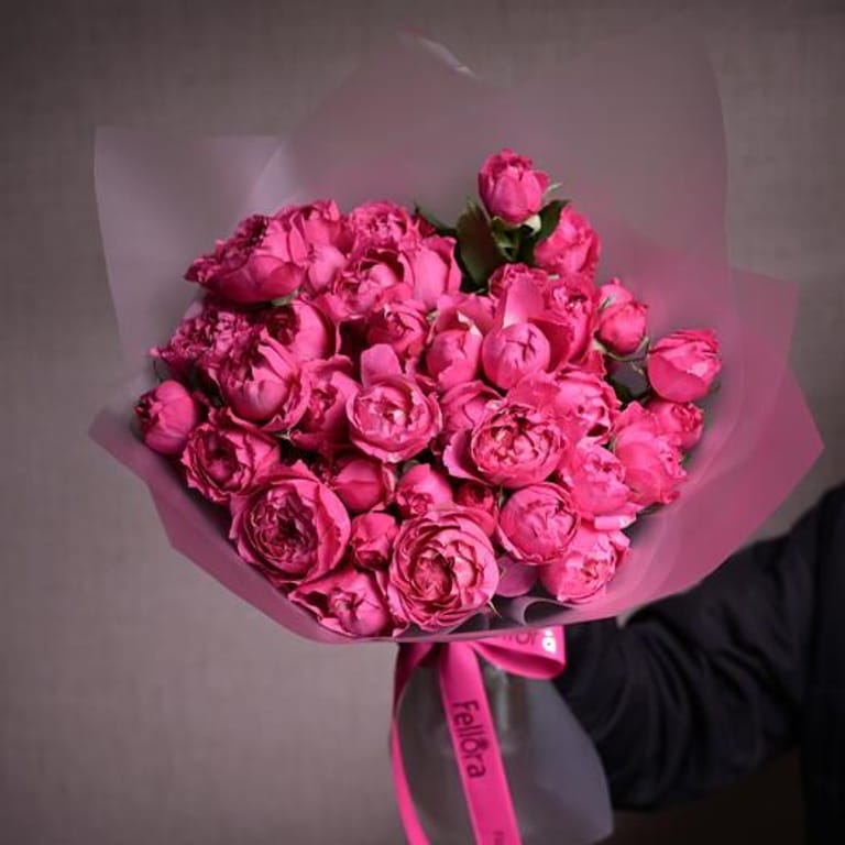 11 Julietta Cerise Peony Roses Bouquet-A1084 - Image 4