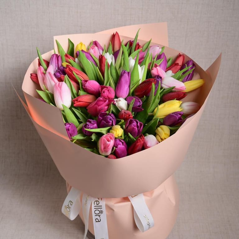 51 Mixed Color Tulips Bouquet-A1121 - Image 2