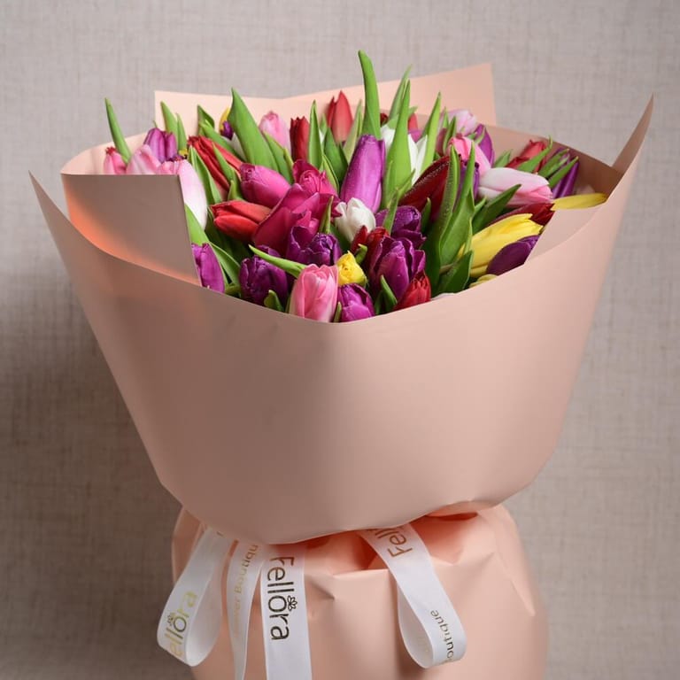 51 Mixed Color Tulips Bouquet-A1121 - Image 3