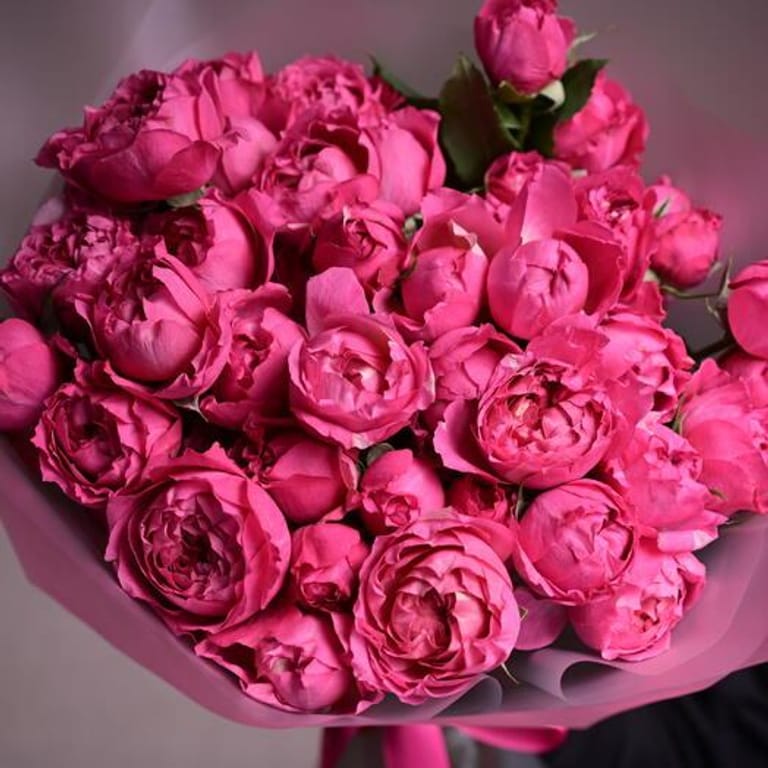 11 Julietta Cerise Peony Roses Bouquet-A1084 - Image 6