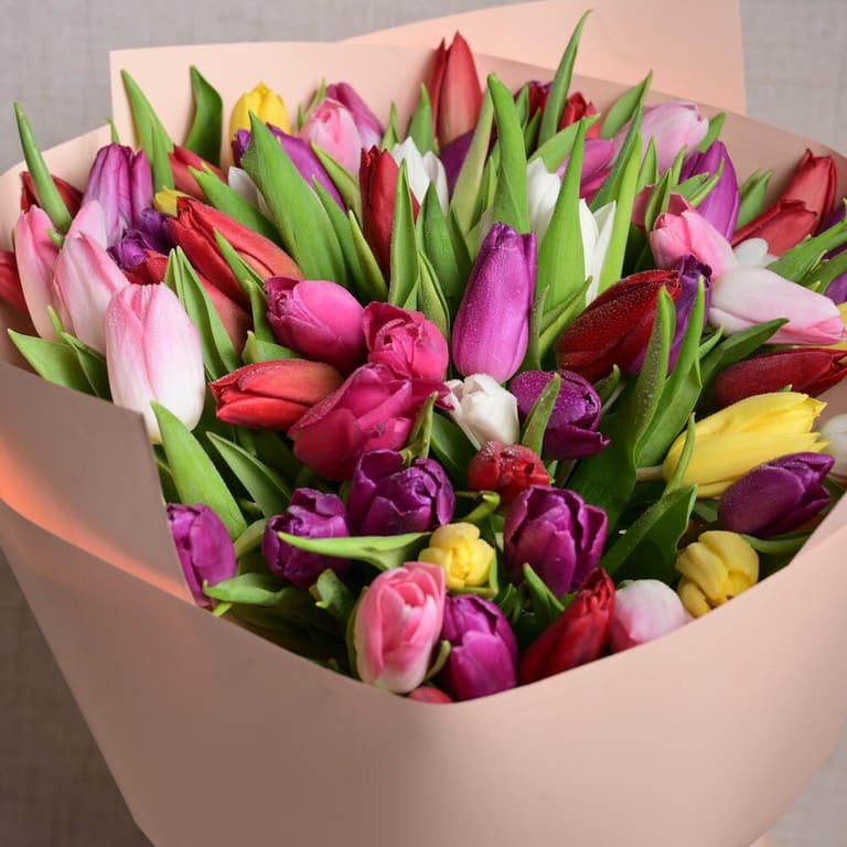51 Mixed Color Tulips Bouquet-A1121 - Image 5