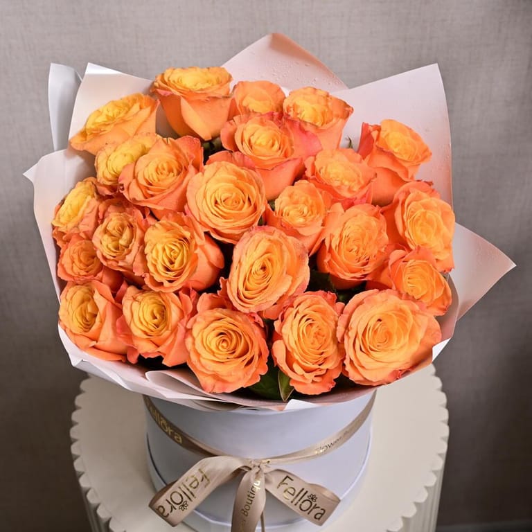 25 Orange Roses Luxury Hat Box-A1209 - Image 2