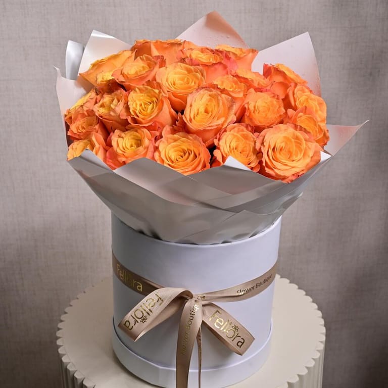 25 Orange Roses Luxury Hat Box-A1209 - Image 3