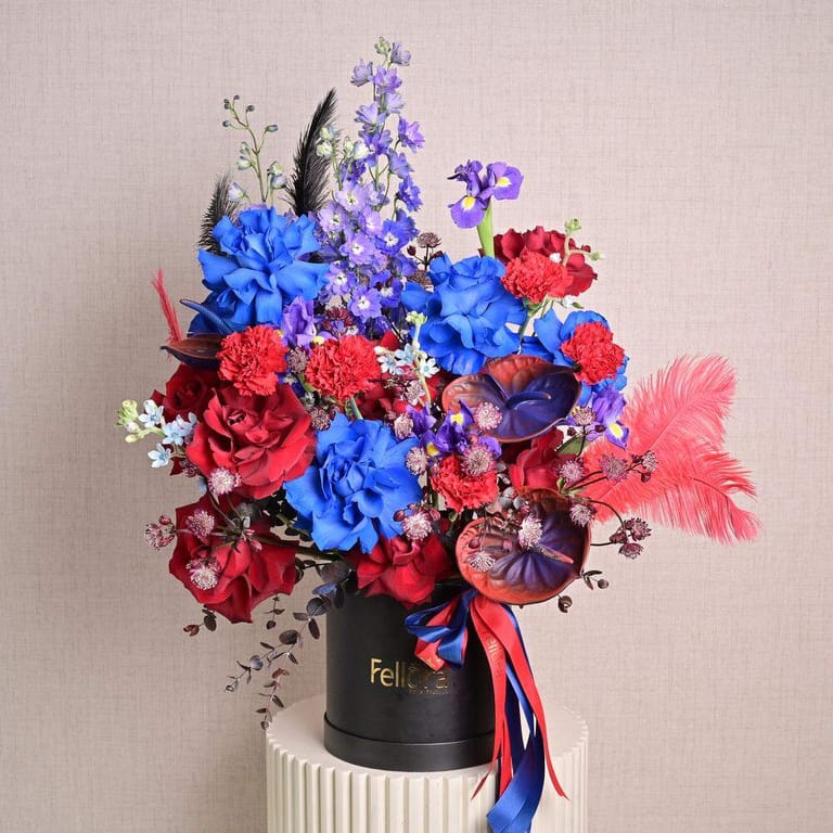 Blue Roses Red Roses And Exotic Flowers Luxury Box-A1311 - Image 1