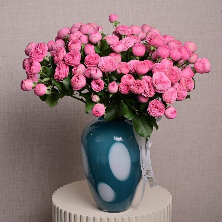 25 Giselle Pink Peony Roses In Luxury Vase-A1313 - Image 1