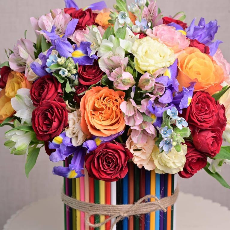 Back To School Premium Mixed Flowers Pencil Box Arrangement-A1292 - Image 3