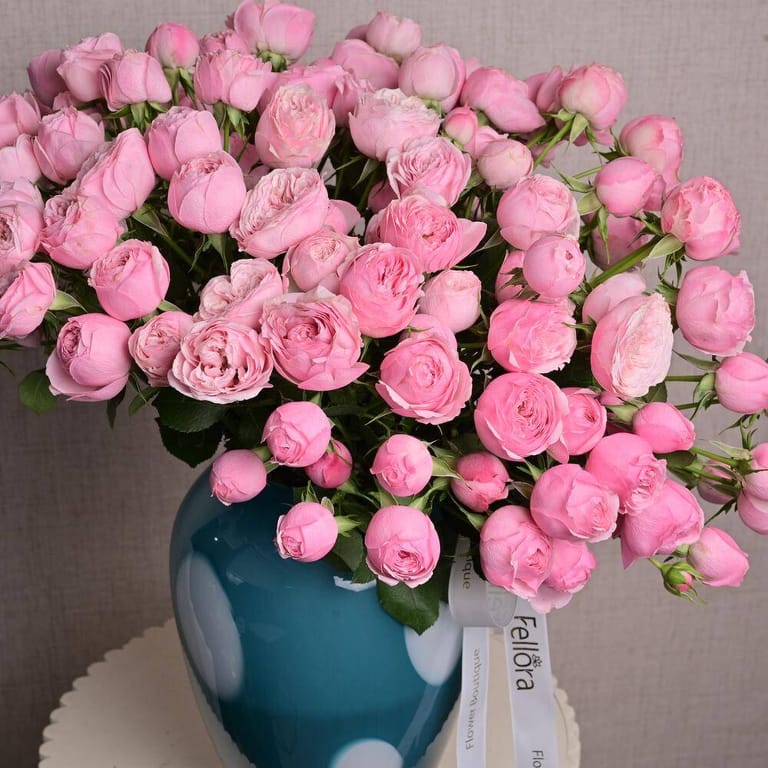 25 Pink Peony Spray Roses In Luxury Vase-A1318 - Image 2