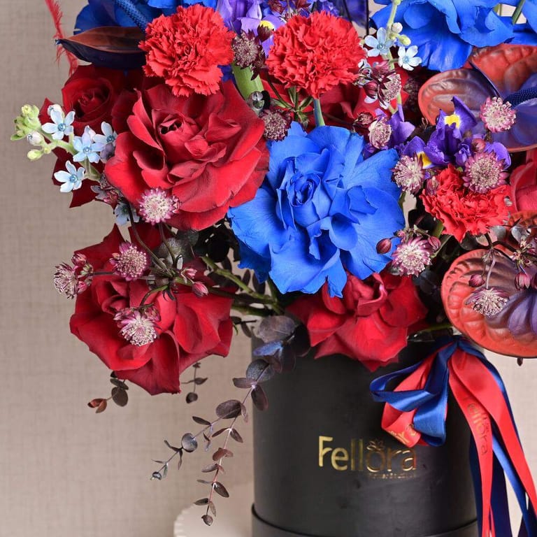 Blue Roses Red Roses And Exotic Flowers Luxury Box-A1311 - Image 3