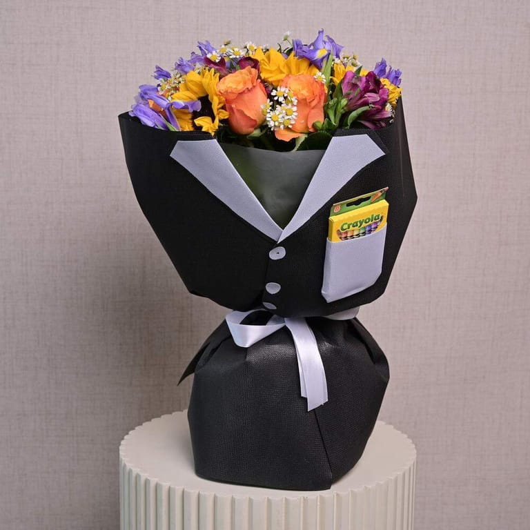 Back To School Mixed Flowers And Crayola Crayons Bouquet-A1291 - Image 4