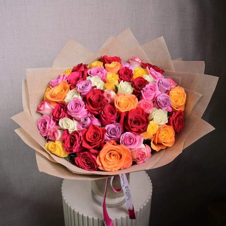 51 Mixed Color Roses Bouquet-A1341 - Image 2