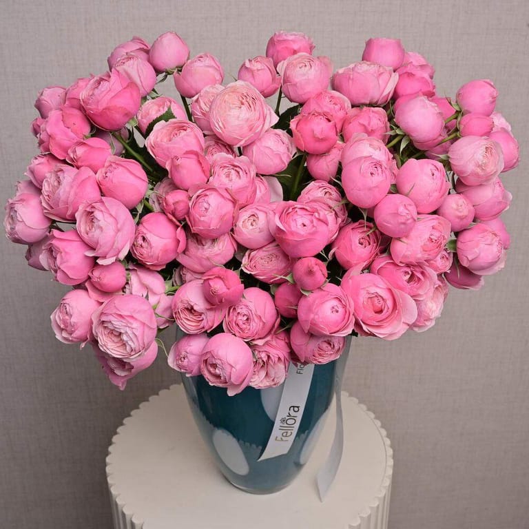 25 Silva Peony Spray Roses In Luxury Vase-A1315 - Image 3