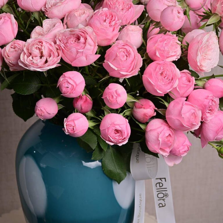 25 Pink Peony Spray Roses In Luxury Vase-A1318 - Image 3