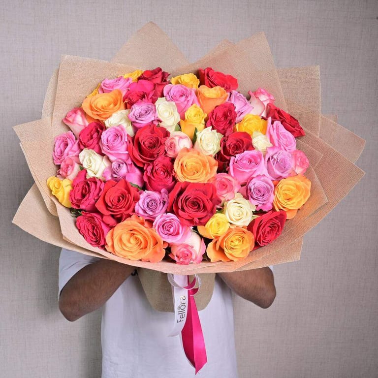 51 Mixed Color Roses Bouquet-A1341 - Image 3