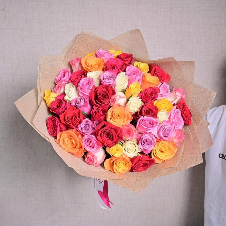 51 Mixed Color Roses Bouquet-A1341 - Image 4