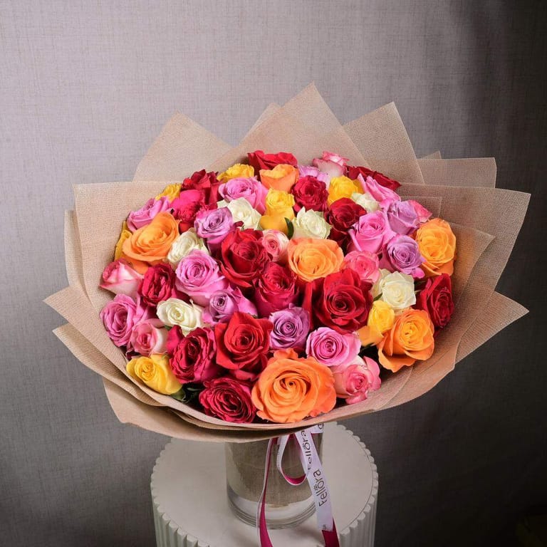 51 Mixed Color Roses Bouquet-A1341 - Image 5