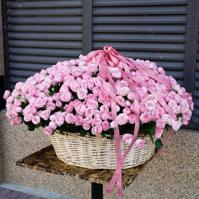 201 Mansfield Park Peony Roses Luxury Basket-A1564 - Image 1