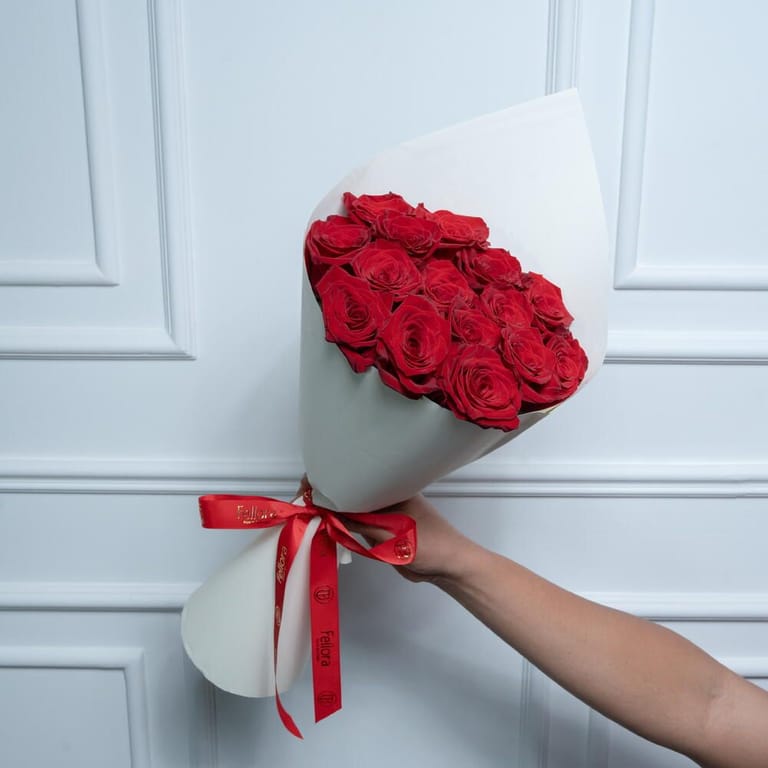 15 Red Roses Wrapped Bouquet-A1559 - Image 4
