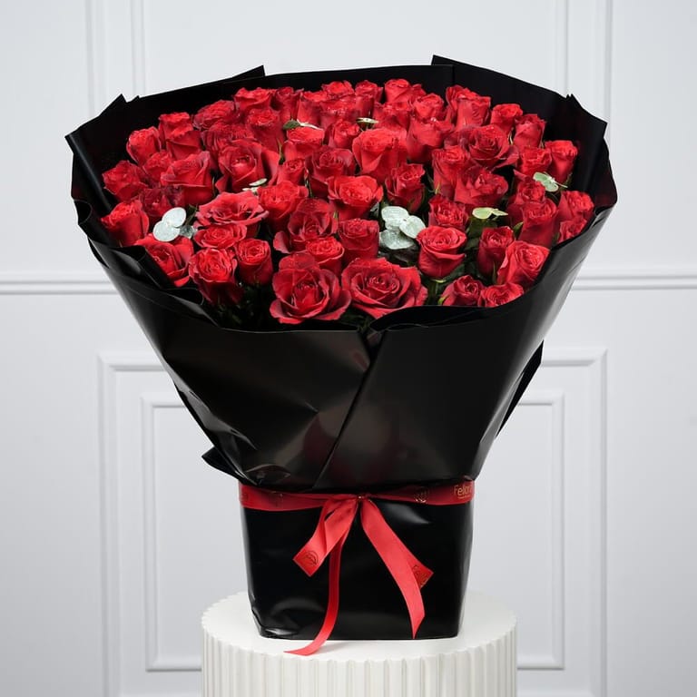 51 Red Roses Luxury Black Wrapped Bouquet-A1582 - Image 4