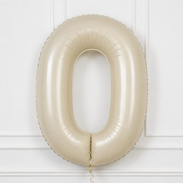 Beige Number Zero Helium Foil Balloon-A1774 - Image 1
