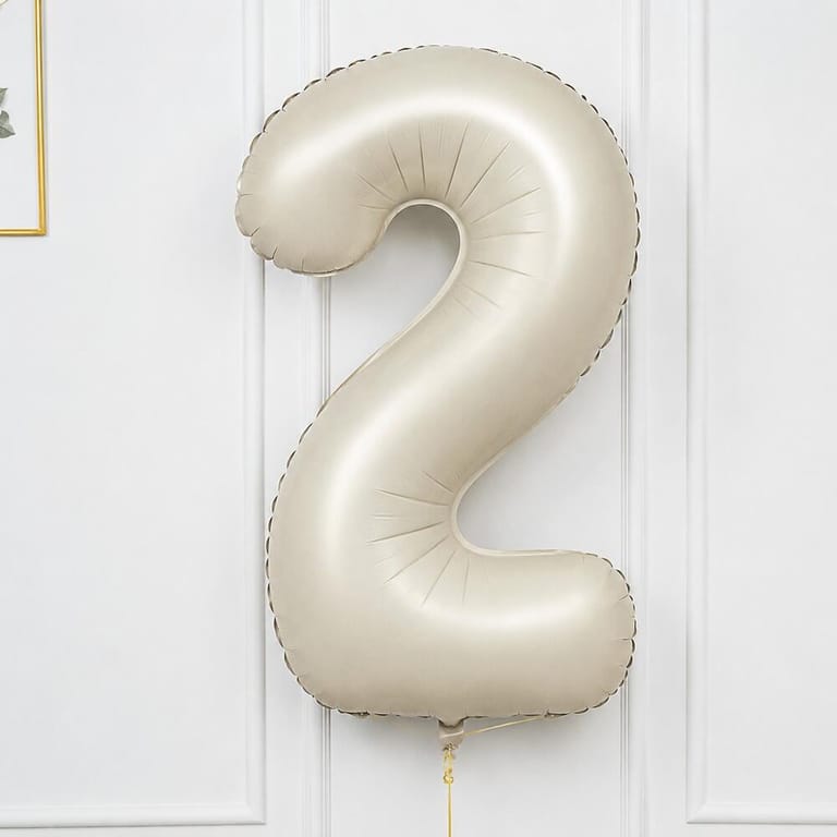 Beige Number Two Helium Foil Balloon-A1775 - Image 1