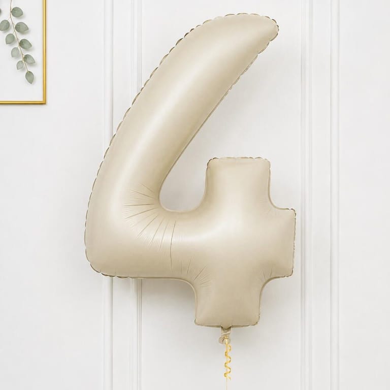 Beige Number Four Helium Foil Balloon-A1777 - Image 1