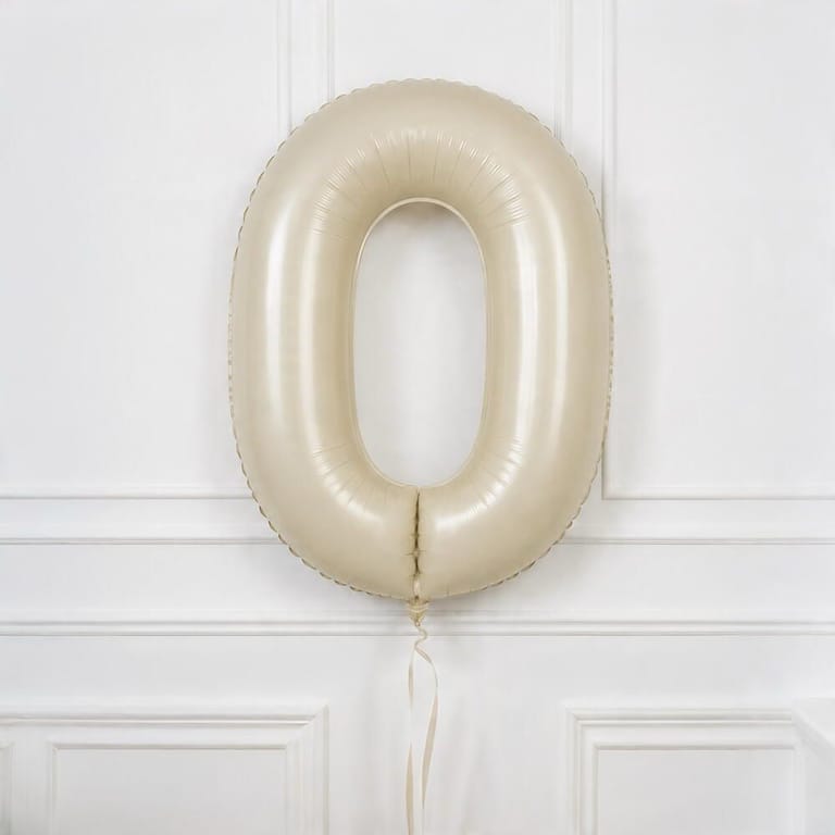Beige Number Zero Helium Foil Balloon-A1774 - Image 2