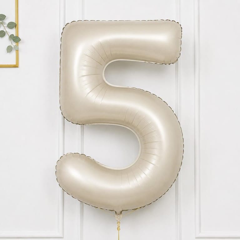 Beige Number Five Helium Foil Balloon-A1778 - Image 1