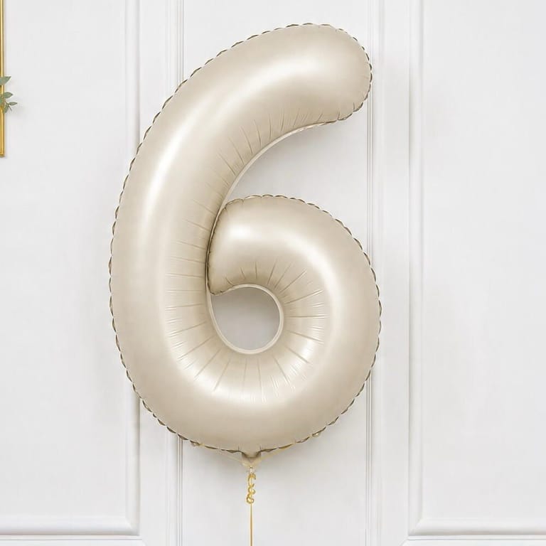 Beige Number Six Helium Foil Balloon-A1779 - Image 1