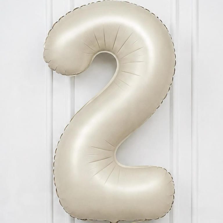 Beige Number Two Helium Foil Balloon-A1775 - Image 2