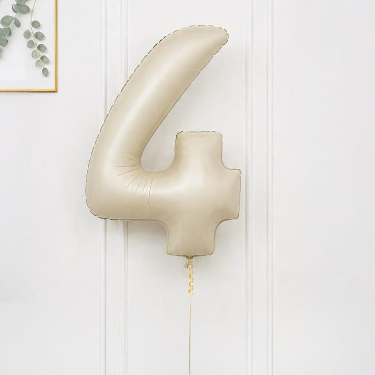 Beige Number Four Helium Foil Balloon-A1777 - Image 2