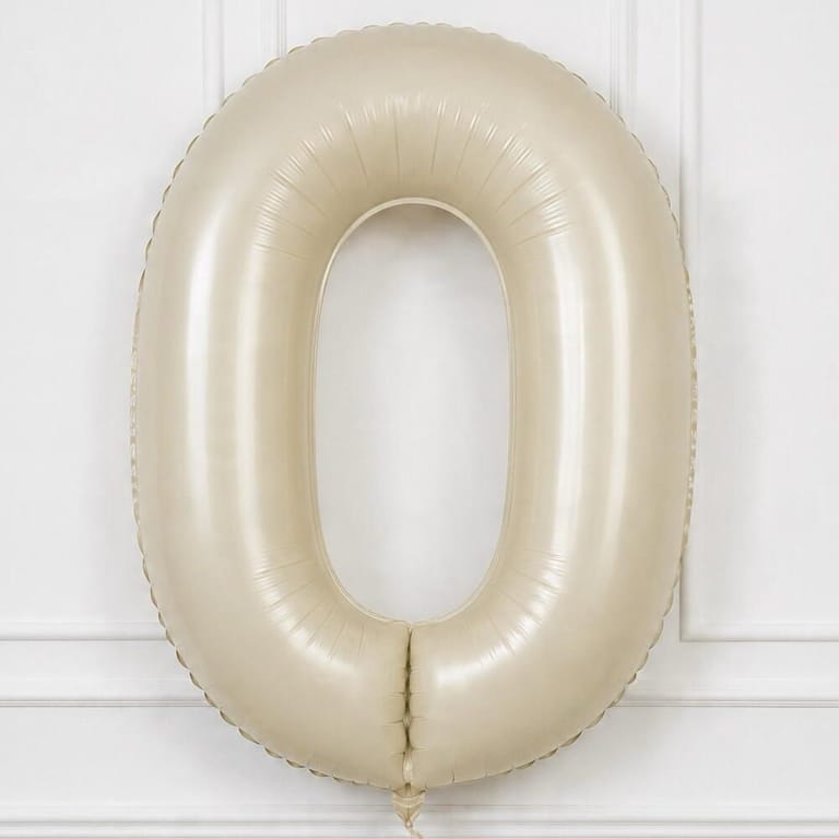 Beige Number Zero Helium Foil Balloon-A1774 - Image 3