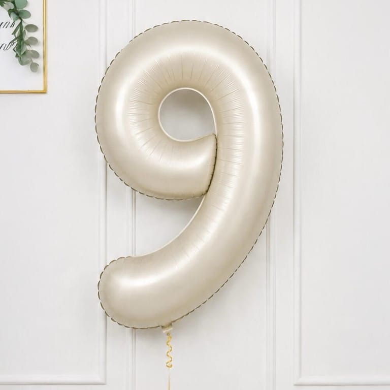Beige Number Nine Helium Foil Balloon-A1782 - Image 1