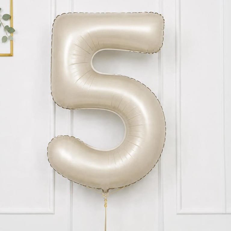Beige Number Five Helium Foil Balloon-A1778 - Image 2