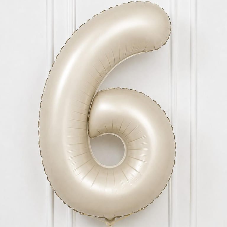 Beige Number Six Helium Foil Balloon-A1779 - Image 2