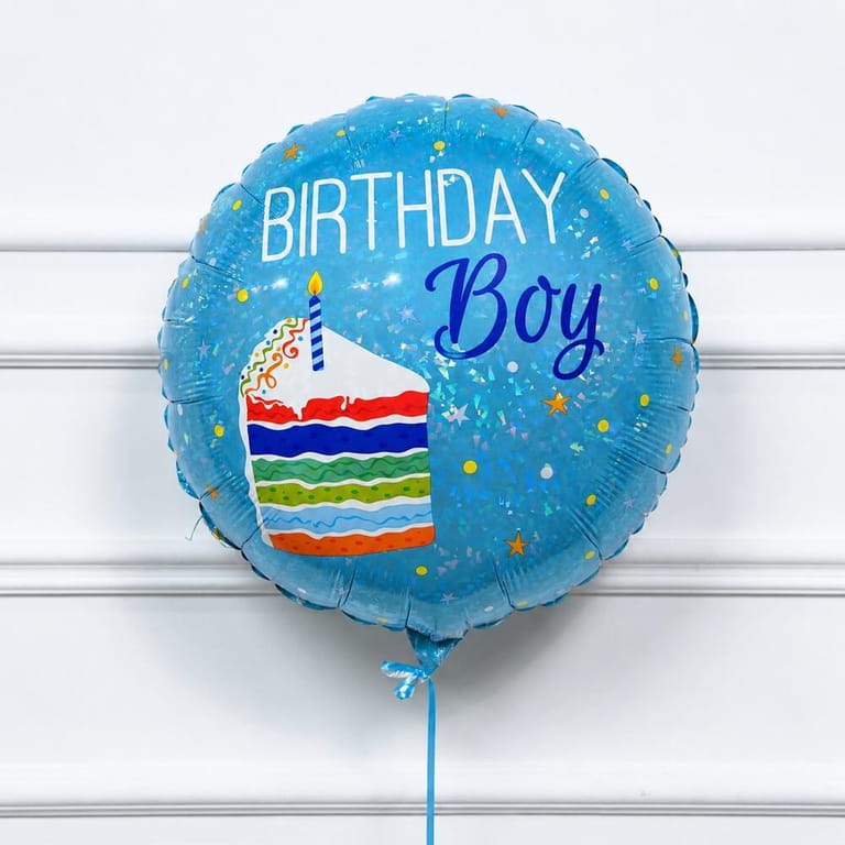 Blue Birthday Boy Colorful Cake Theme Helium Foil Balloon-A1796 - Image 1