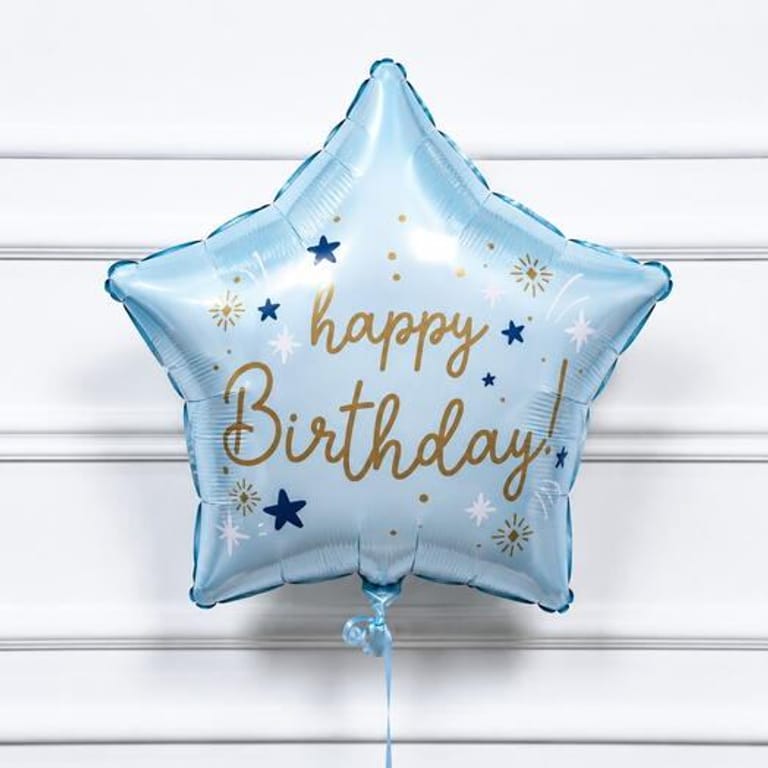 Blue Star Happy Birthday Helium Foil Balloon-A1802 - Image 1