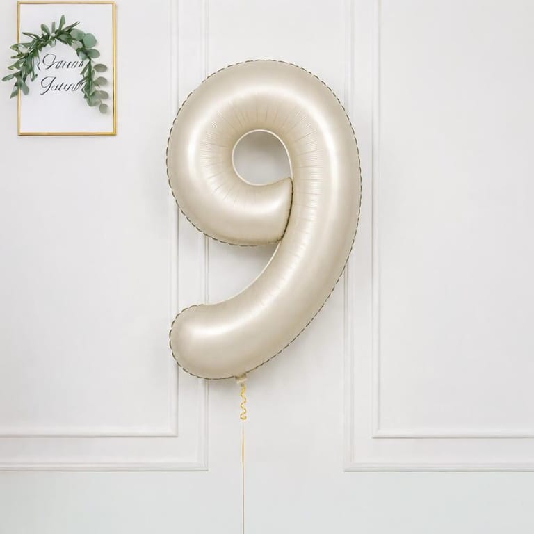 Beige Number Nine Helium Foil Balloon-A1782 - Image 2