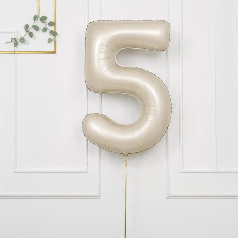 Beige Number Five Helium Foil Balloon-A1778 - Image 3