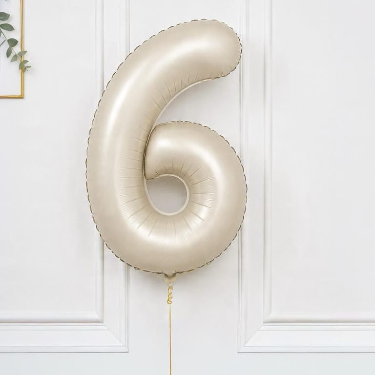 Beige Number Six Helium Foil Balloon-A1779 - Image 3