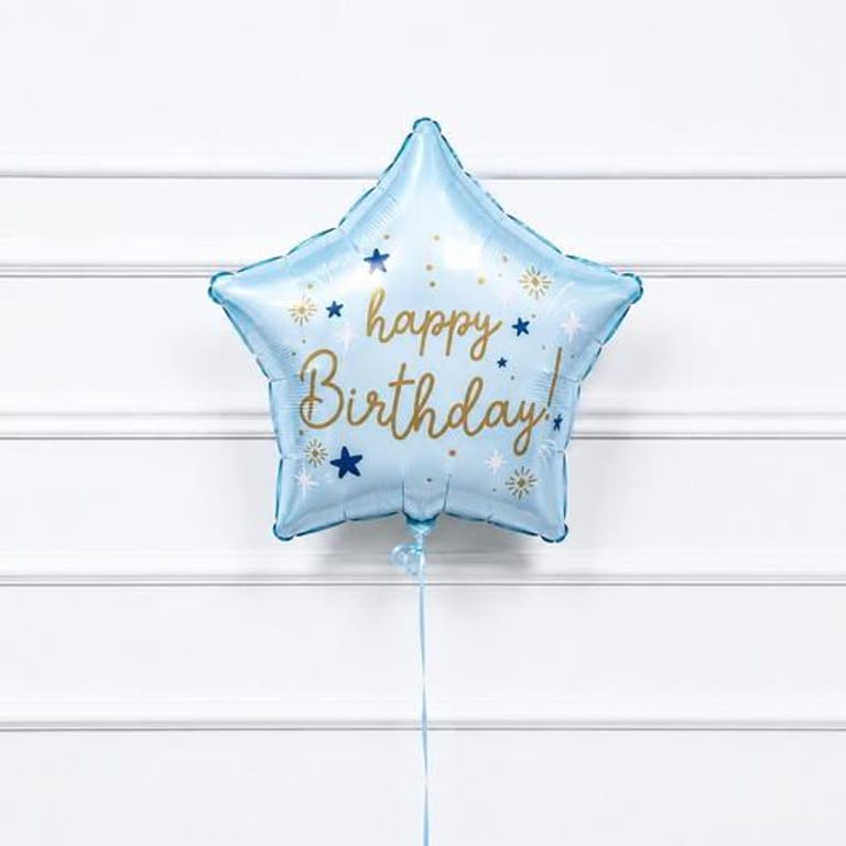Blue Star Happy Birthday Helium Foil Balloon-A1802 - Image 2